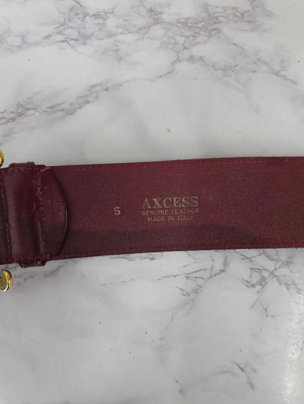 Axcess Italian Vintage Wide Burgundy Leather Waist Belt Gold Buckle **Edit*
